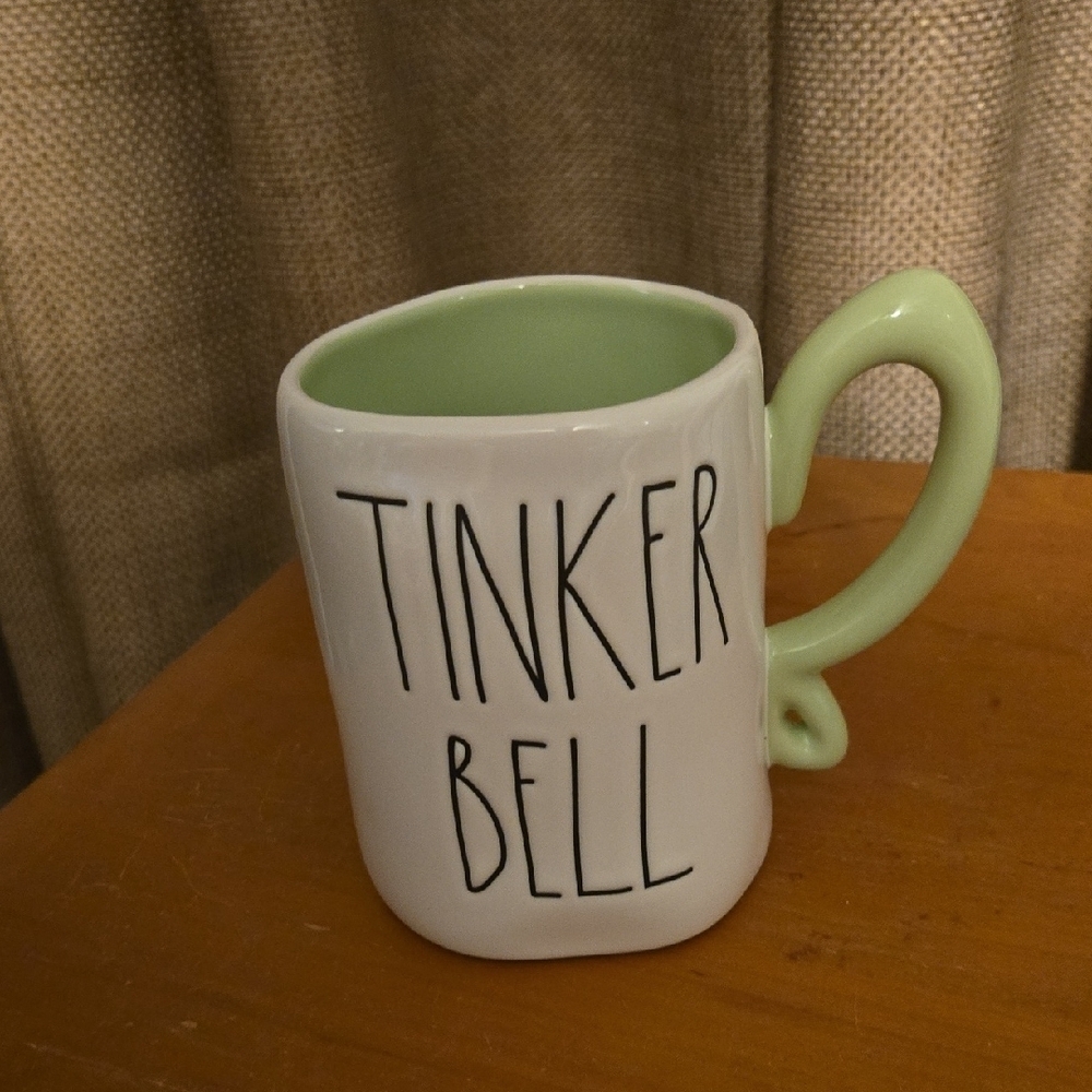 Rae Dunn Disney Tinker Bell Green and White Mug